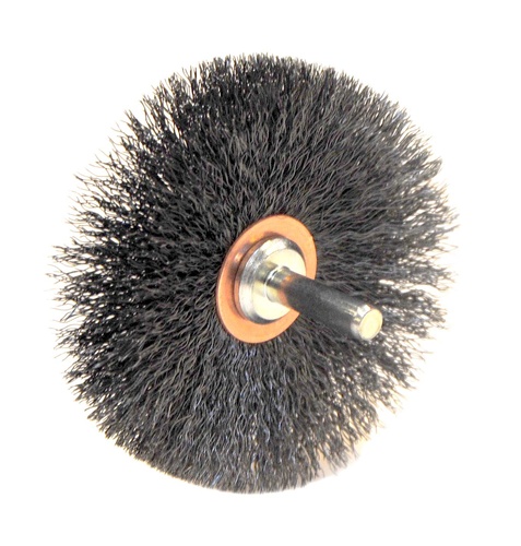Picture of Weiler Abrasive 3" Narrow Face Stem-Mounted Crimped Wire Wire Wheel Brush